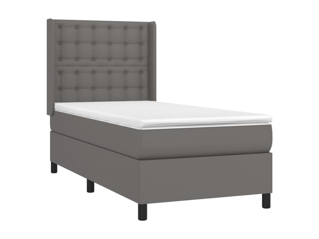 Sommier à Chicyla de lit avec matelas Gris 100x200 Similicuir VYDK53587