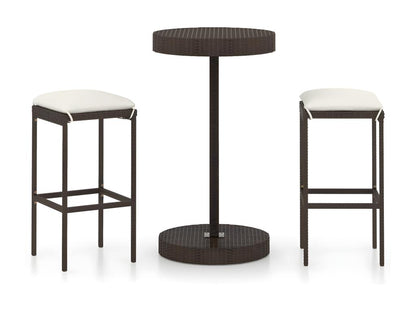 Ensemble de bar de jardin 3pcs coussins Résine tressée Marron PWDX17791