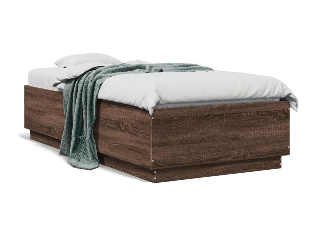 Cadre de lit avec Domopureères LED chêne marron 90x190 IZWR29699