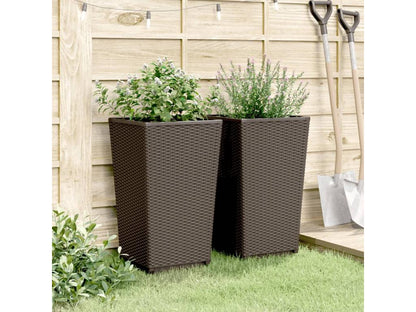 Jardinières 2 pièces marron 32.5x32.5x57 cm polypropylène CGGY93598