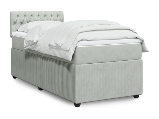 Sommier à Chicyla de lit et matelas Gris clair 90x190 cm Velours TUOM37062