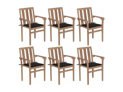Chaises de jardin empilables avec coussins lot de 6 Teck solide XXZT97276