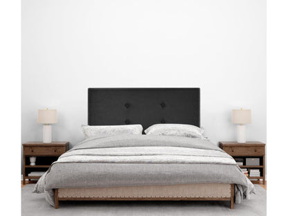 Domopure Tête de lit en tissu Aqualine avec 2 Domopureées de boutons 90x105cm avec pieds Lits 80/90 - Noir TVDC19058