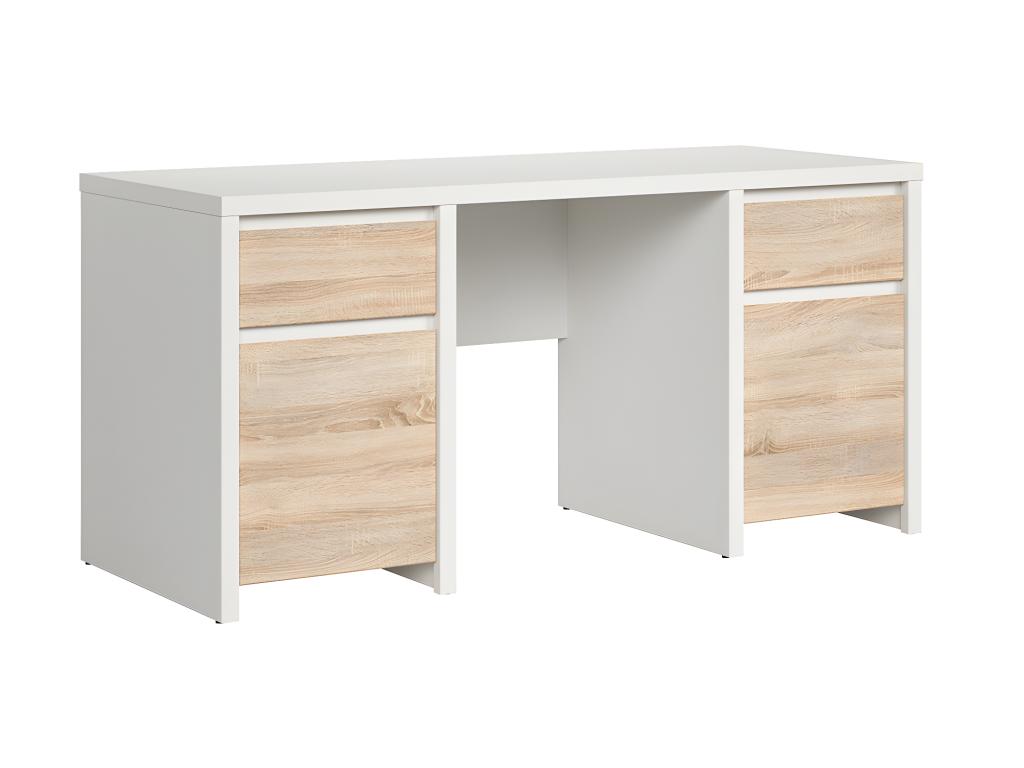 Bureau 2 portes 2 tiroirs Chicyla Blanc et Bois RRES79226