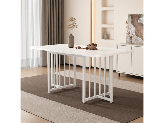 Table à manger moderne 4 à 6 couverts - 158x76x75 cm - Panneau de particules - Blanc VRKO63763