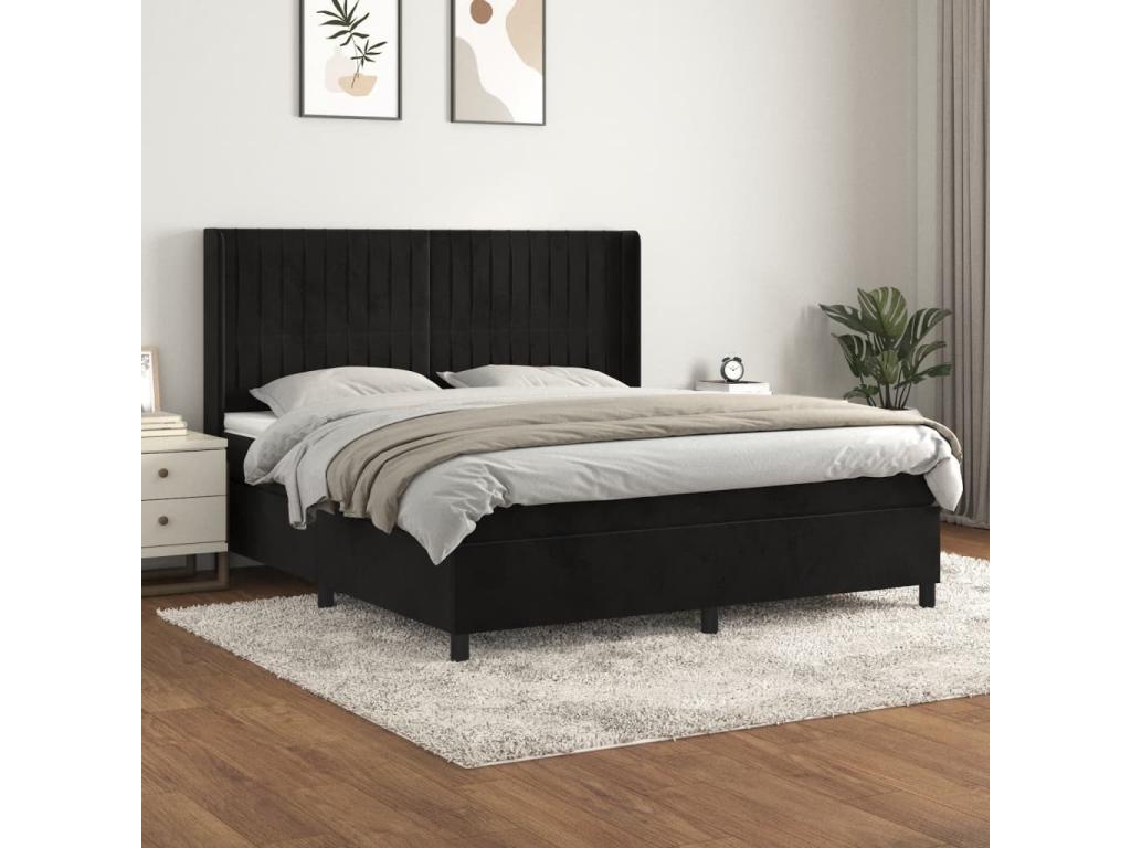 Lit à sommier tapissier avec matelas Noir 180x200 cm Velours IMYN89519