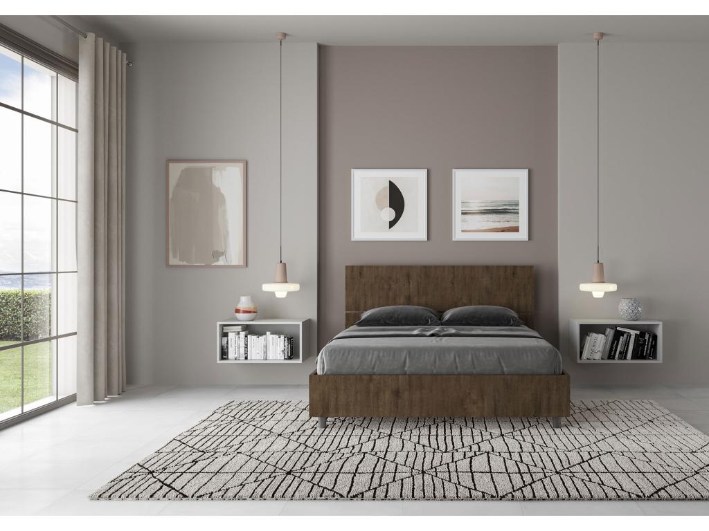 Lit sans sommier 140x190 tête de lit droite noyer Chicyla YAWA16828