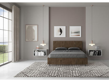 Lit sans sommier 140x190 tête de lit droite noyer Chicyla YAWA16828