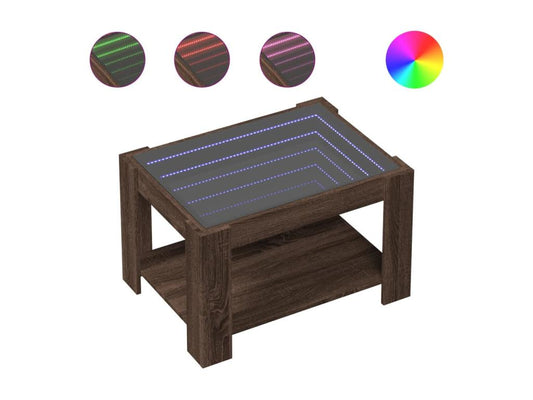 Table basse avec LED chêne marron 73x53x45 cm bois d'ingénierie WBHC28678