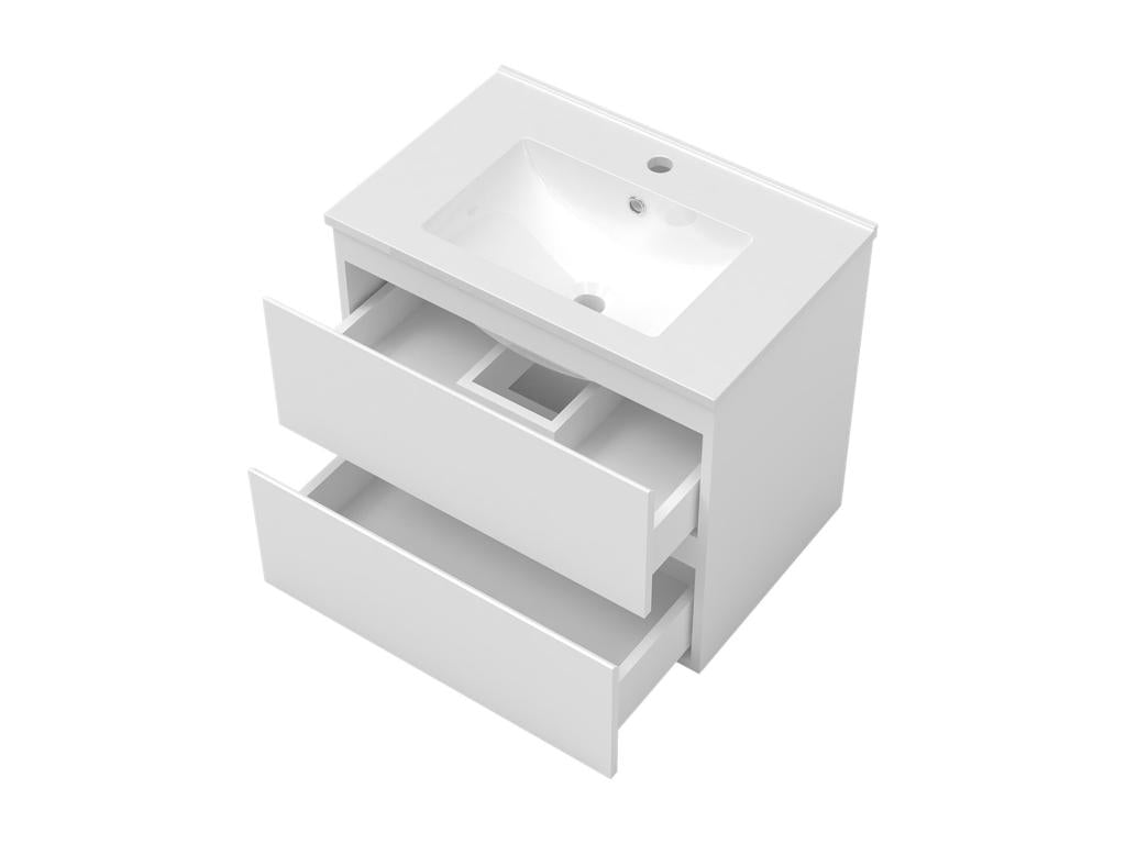 Meuble Salle de Bain 80cm avec colonne miroir lumineux 3 couleurs blanc VADR01433