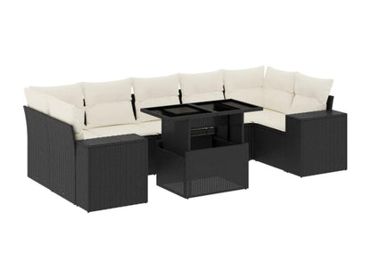 Salon de jardin 8 pcs avec coussins noir résine tressée ZPJE88788