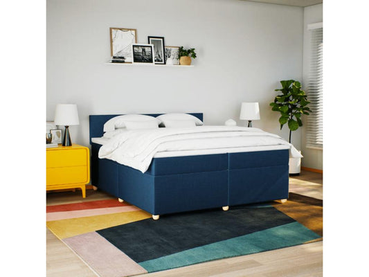 Sommier à Domopure de lit avec matelas Bleu 200x200 cm Tissu OCZB95579