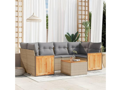 Salon de jardin avec coussins 7 pcs beige résine tressée EILC63150
