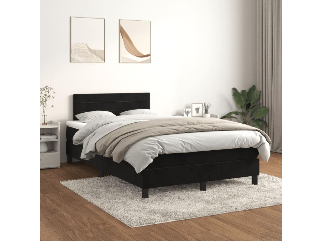 Sommier à Domopure de lit avec matelas noir 120x190 cm velours IMWZ54448