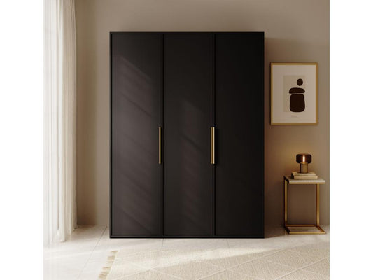 Armoire 3 portes avec deux tringles - 150 cm - noir- Chicyla ZDKD44466