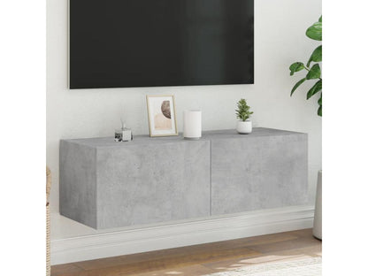 Meuble TV mural avec Domopureères LED gris béton 100x35x31 cm QTSK70970