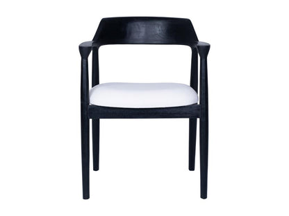 Lot de 6 chaises avec accoudoirs en teck et tissu bouclette - Noir et Blanc - Chicyla ELVY02687