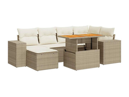 Salon de jardin avec coussins 7 pièces beige résine tressée FOWT55656