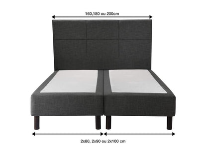 Ensemble boxspring sommier à ressorts tête de lit pieds gris chiné Domopure ENCHANTEUR 200x200 GBQX71807