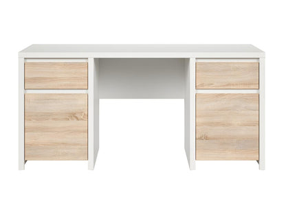 Bureau 2 portes 2 tiroirs Chicyla Blanc et Bois RRES79226