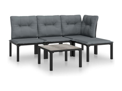 Salon de jardin 5 pcs noir et gris résine tressée EOYM79916