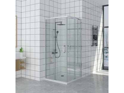 Receveur de Douche 100x105 cm Ligne Domopure Extra Fin Noir Cabine de Douche 100x105 cm Haut 200 cm Avec Ouverture d'Angle LQVJ30501