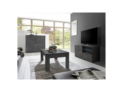 Vaisselier 2 portes Laqué Gris brillant - Domopure HZPF05719