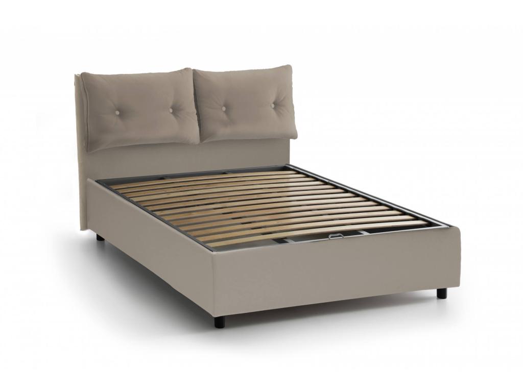 Lit simple Domopure Lit coffre avec revêtement en éco-cuir Made in Italy Ouverture frontale adapté pour matelas 80x190 cm gris tourterelle ZGME02097
