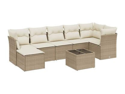 Salon de jardin avec coussins 8 pcs beige résine tressée MTFX05616