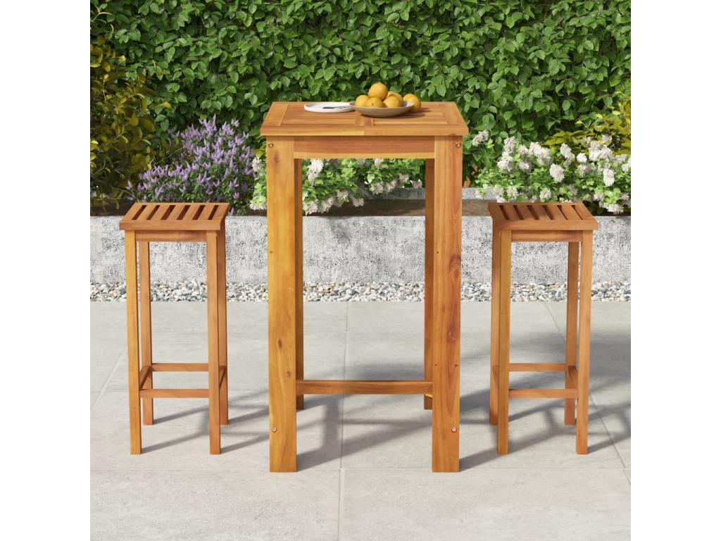 Ensemble de bar de jardin 3 pcs bois d'Domopure solide VYPU98546