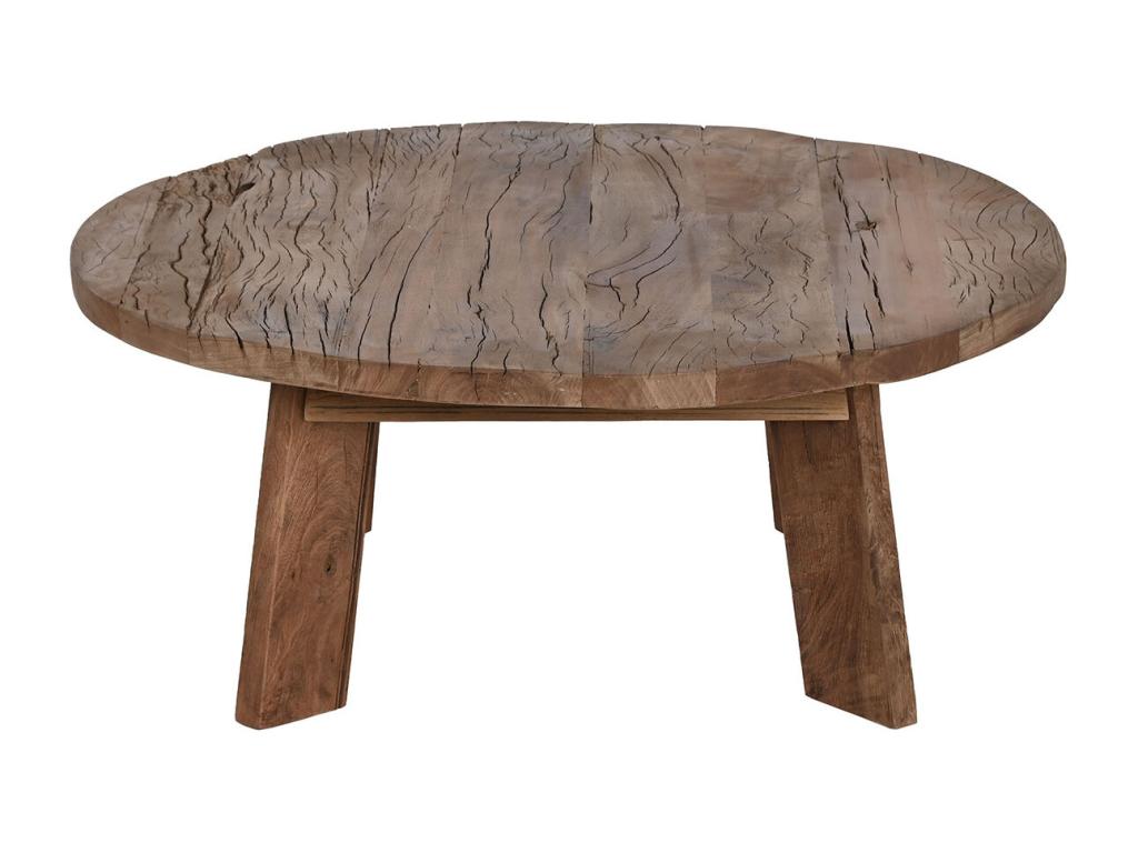 Table basse table de salon ronde en bois recyclé Couleuris marron - diamètre 90 x Hauteur 35 cm DGWG26920
