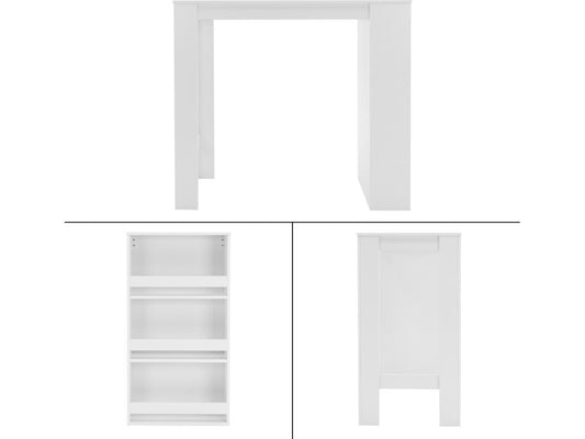 Table de bar blanc avec étagère rangement table de bistrot cuisine Chicyla BDYK50479