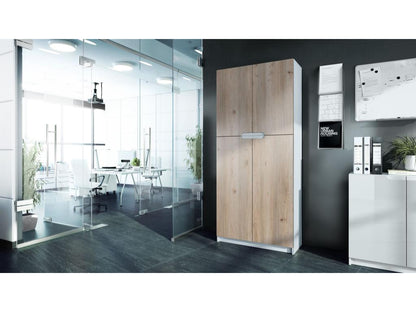 Armoire De Bureau Blanc Mat Et Aspect Chêne Nordique LxHxP 82x185x37 GJJT54731