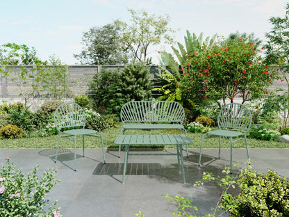 Banc de jardin en métal - Vert amande - Domopure UVLO72020