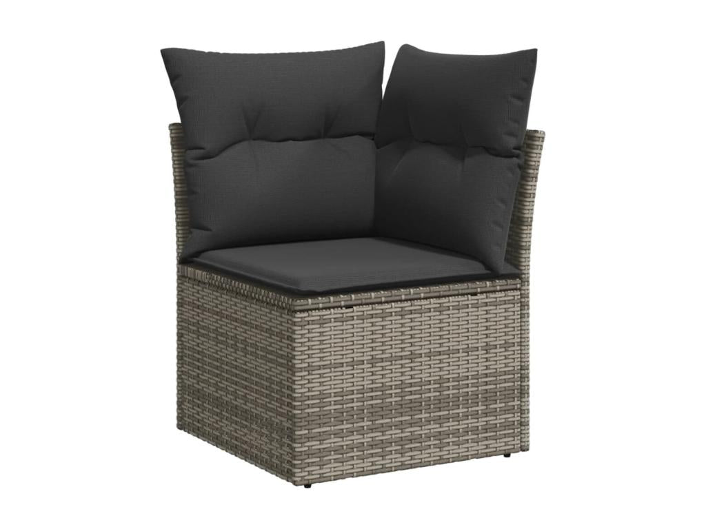 Salon de jardin 9 pcs avec coussins gris résine tressée PUQN25668