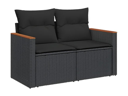 Salon de jardin 5 pcs avec coussins noir résine tressée VMTG20687