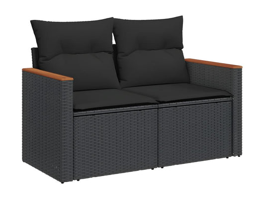 Salon de jardin 5 pcs avec coussins noir résine tressée VMTG20687
