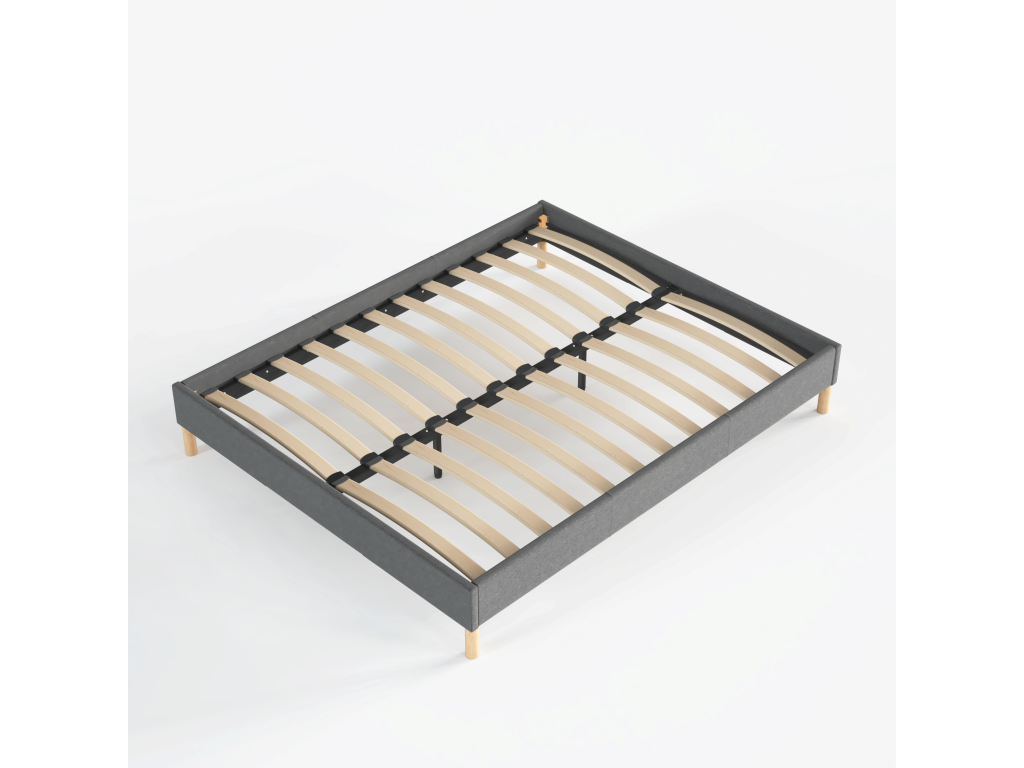 Sommier 140x190 cm Revêtement en tissu Gris Pieds en bois DUTV91868