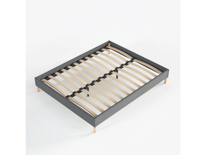 Sommier 140x190 cm Revêtement en tissu Gris Pieds en bois DUTV91868