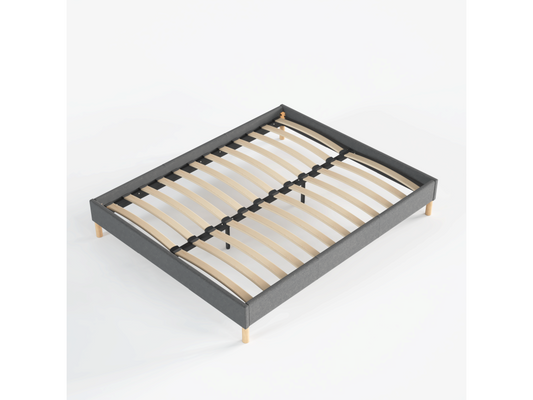Sommier 140x190 cm Revêtement en tissu Gris Pieds en bois DUTV91868