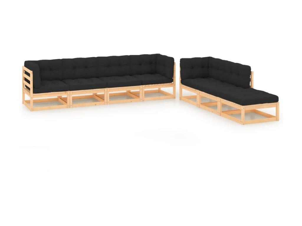 Salon de jardin 7 pcs avec coussins Bois de pin solide 18 IYHG17962