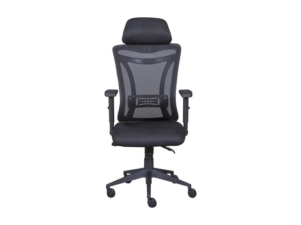 Domopure - Fauteuil de Bureau Tissu Mesh Noir et Appui-Tête MQNN38643