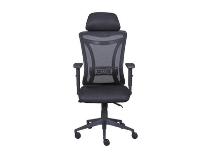 Domopure - Fauteuil de Bureau Tissu Mesh Noir et Appui-Tête MQNN38643