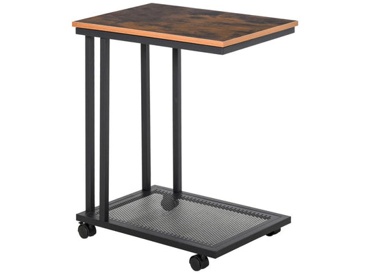 Table basse table d'appoint Vintage style industriel étagère acier noir MDF Couleuris boisé NYIT49473