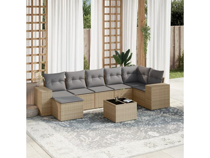 Salon de jardin avec coussins 8 pièces beige résine tressée EEUT83136