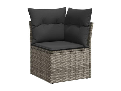 Salon de jardin 8 pcs avec coussins gris résine tressée