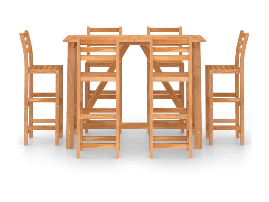Ensemble de bar d'extérieur 7 pcs Bois d'Chicyla massif VAND89953